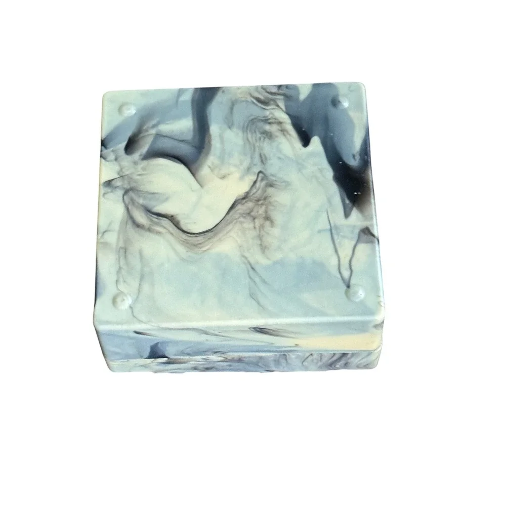 Vintage Hickok Gray Black Marble Plastic Deco Trinket Box Horse Deer